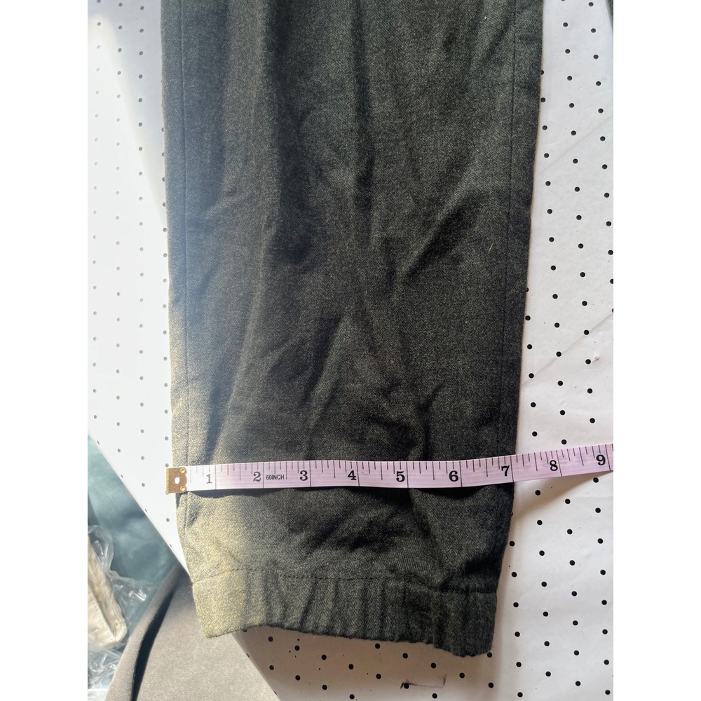 Theory Mens XL Olive Green Wool Blend Flannel Elastic Waist Pull On Pants - Picture 4 of 10